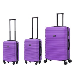 BlockTravel kofferset 3 delig ABS ruimbagage en handbagage 29 39 en 95 liter - inbouw TSA slot - paars