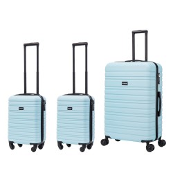 BlockTravel kofferset 3 delig ABS ruimbagage en handbagage 29 29 en 95 liter - inbouw TSA slot - licht blauw