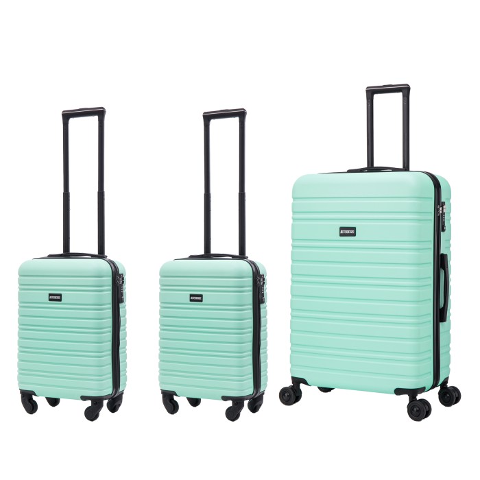 BlockTravel kofferset 3 delig ABS ruimbagage en handbagage 29 29 en 95 liter - inbouw TSA slot - mintgroen