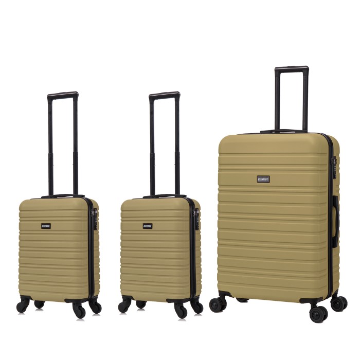 BlockTravel kofferset 3 delig ABS ruimbagage en handbagage 29 29 en 95 liter - inbouw TSA slot - olijf groen