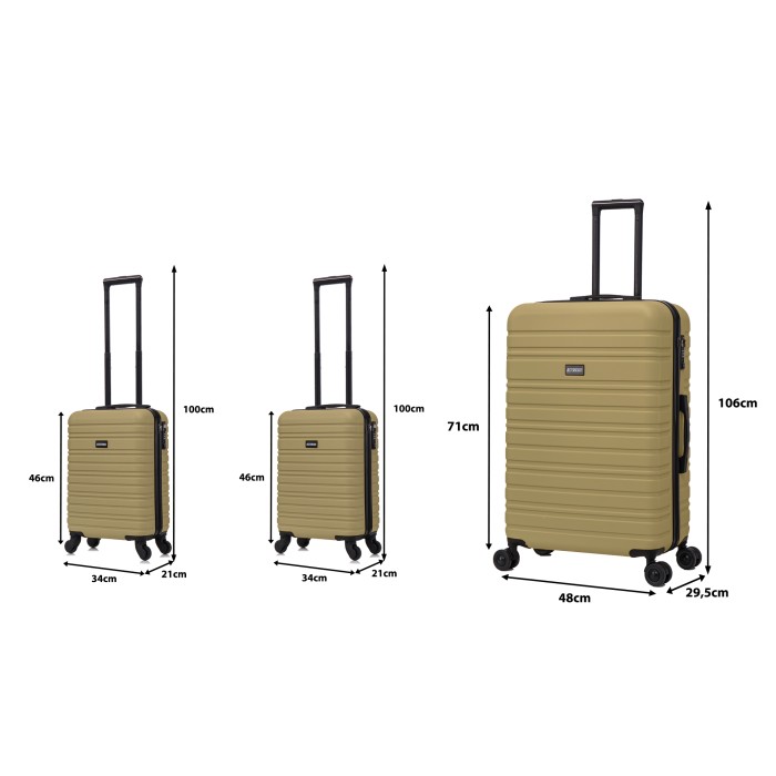 BlockTravel kofferset 3 delig ABS ruimbagage en handbagage 29 29 en 95 liter - inbouw TSA slot - olijf groen