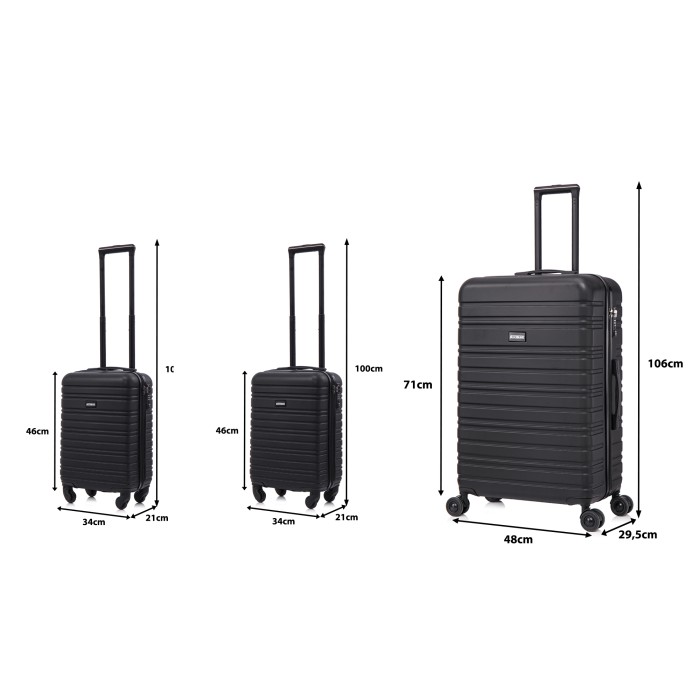 BlockTravel kofferset 3 delig ABS ruimbagage en handbagage 29 29 en 95 liter - inbouw TSA slot - zwart