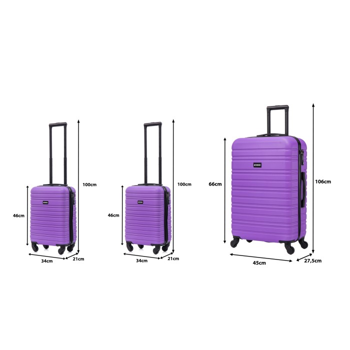 BlockTravel kofferset 3 delig ABS ruimbagage en handbagage 29 29 en 74 liter - inbouw TSA slot - paars