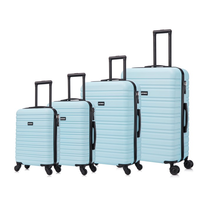 BlockTravel kofferset 4 delig ABS ruimbagage en handbagage 29 39 74 en 95 liter - inbouw TSA slot - licht blauw 