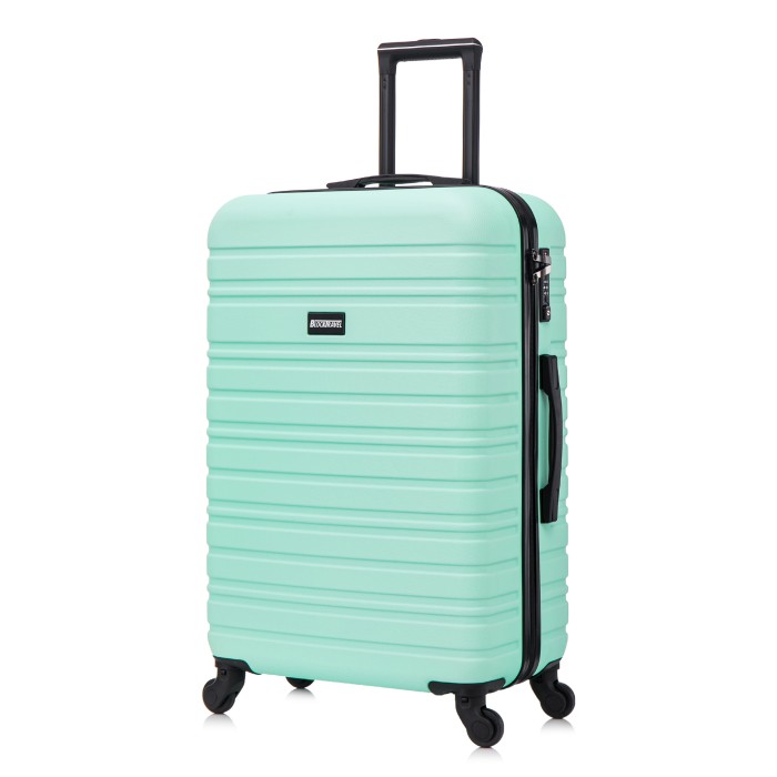 BlockTravel kofferset 2 delig ABS ruimbagage met wielen afneembaar 74 liter - inbouw TSA slot - zwart - mint groen