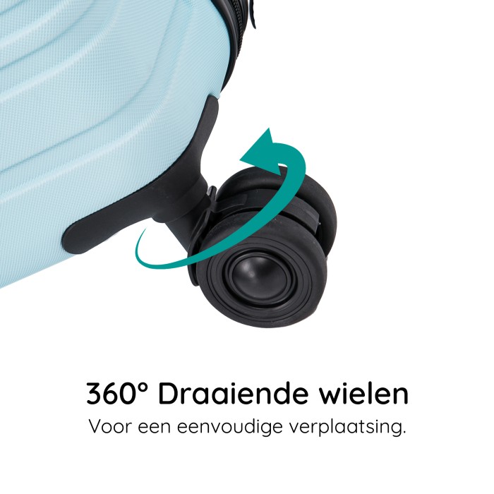 BlockTravel reiskoffer L met dubbele wielen 95 liter - inbouw TSA slot - lichtgewicht - licht blauw