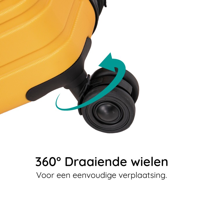 BlockTravel reiskoffer L met dubbele wielen 95 liter - inbouw TSA slot - lichtgewicht - geel