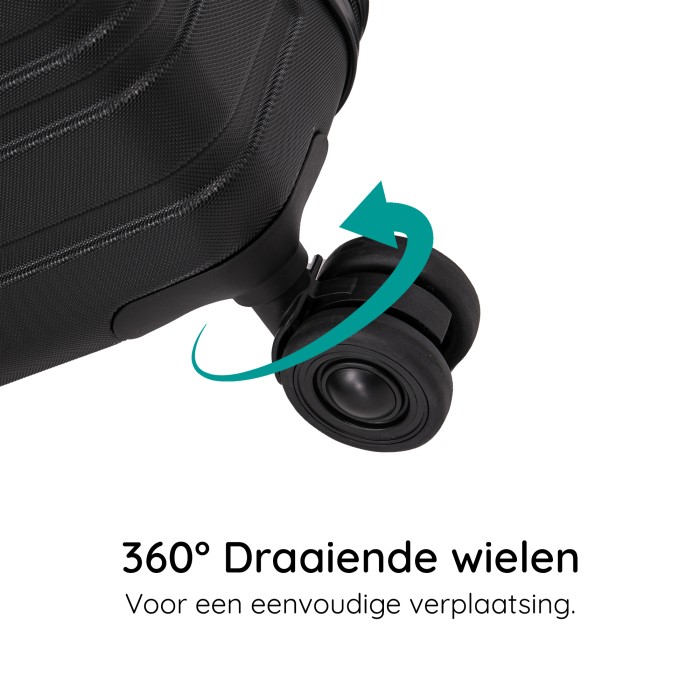 BlockTravel kofferset 4 delig ABS ruimbagage en handbagage 29 39 74 en 95 liter - inbouw TSA slot - zwart 