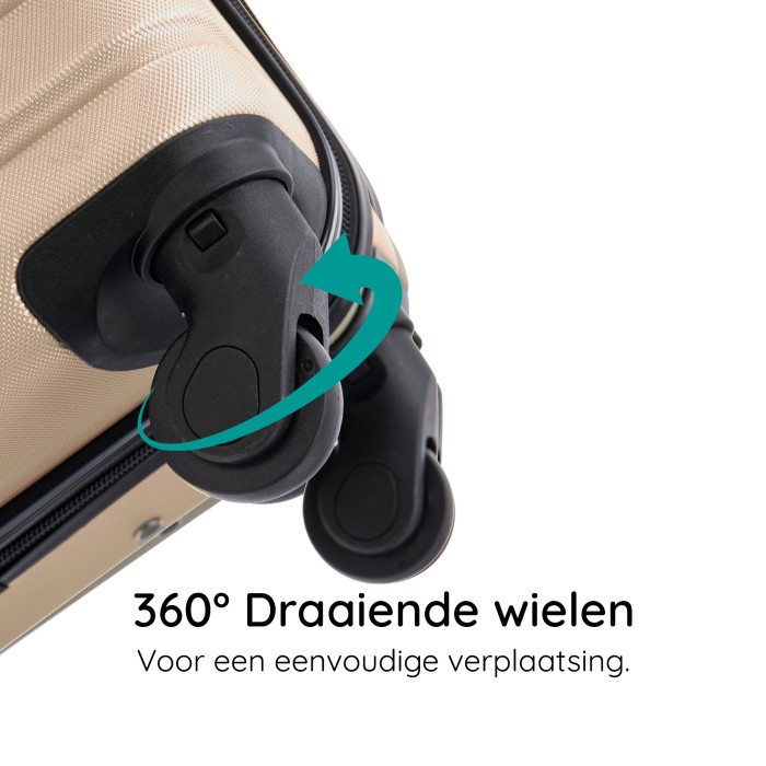 BlockTravel reiskoffer M met wielen afneembaar 74 liter - inbouw TSA slot - lichtgewicht - champagne