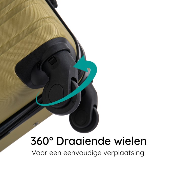 BlockTravel kofferset 3 delig ABS ruimbagage en handbagage 29 29 en 95 liter - inbouw TSA slot - olijf groen