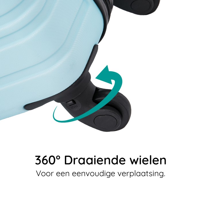 BlockTravel reiskoffer M met wielen afneembaar 74 liter - inbouw TSA slot - lichtgewicht - licht blauw