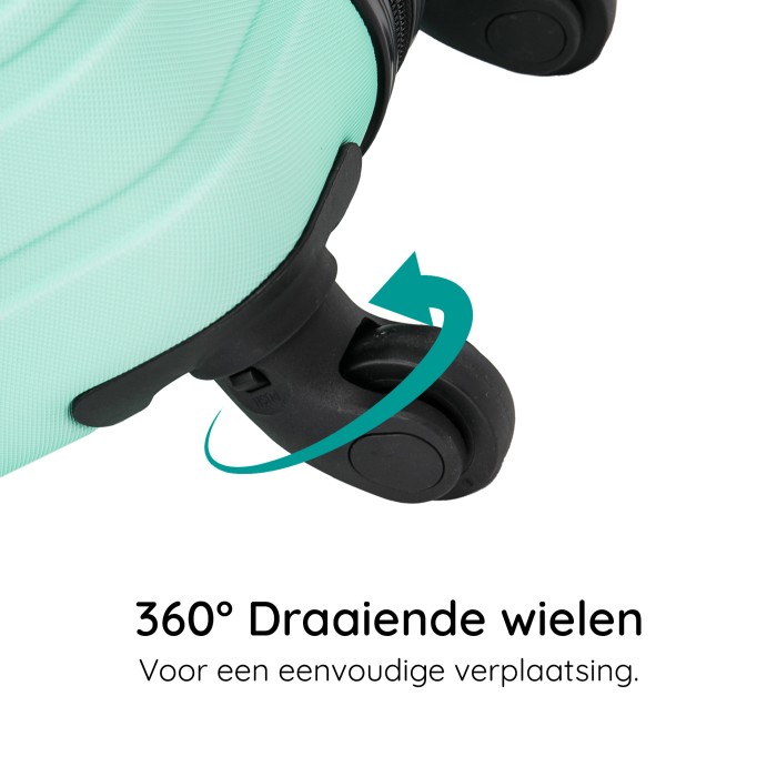 BlockTravel kofferset 2 delig ABS handbagage met wielen afneembaar 29 liter - inbouw TSA slot - lichtgewicht - mint groen