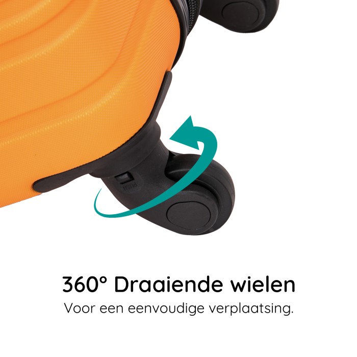 BlockTravel handbagage reiskoffer S met wielen afneembaar 39 liter - inbouw TSA slot - lichtgewicht - oranje