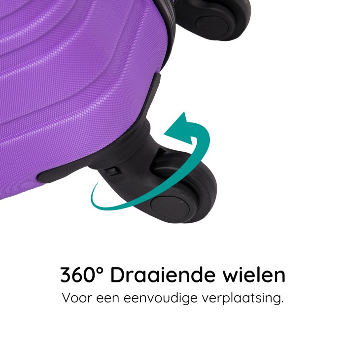 BlockTravel kofferset 2 delig ABS handbagage met wielen afneembaar 29 en 39 liter - inbouw TSA slot - paars