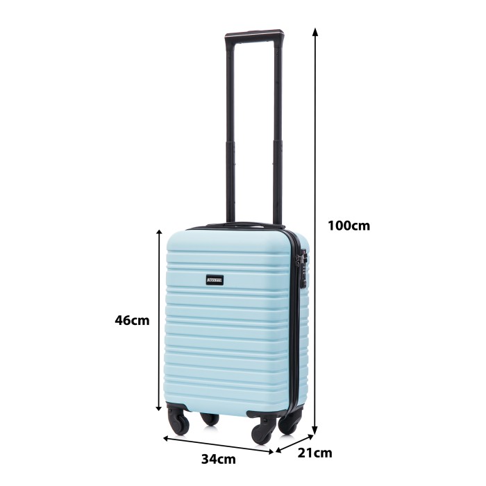 BlockTravel kofferset 2 delig ABS handbagage met wielen afneembaar 29 liter - inbouw TSA slot - licht blauw - oranje