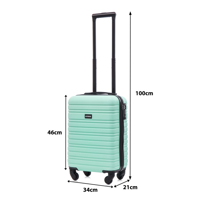 BlockTravel kofferset 2 delig ABS handbagage met wielen afneembaar 29 liter - inbouw TSA slot - licht blauw - mint groen