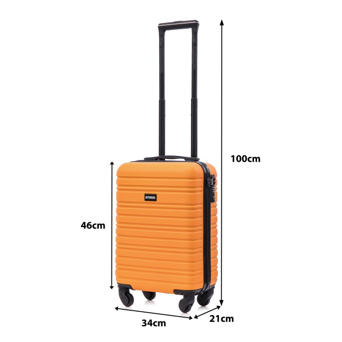 BlockTravel kofferset 2 delig ABS handbagage met wielen afneembaar 29 liter - inbouw TSA slot - licht blauw - oranje