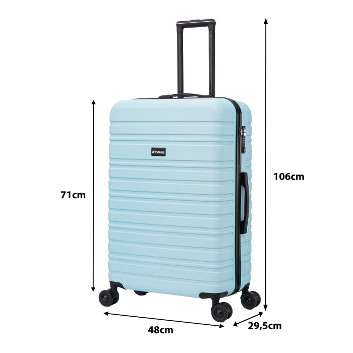 BlockTravel reiskoffer L met dubbele wielen 95 liter - inbouw TSA slot - lichtgewicht - licht blauw