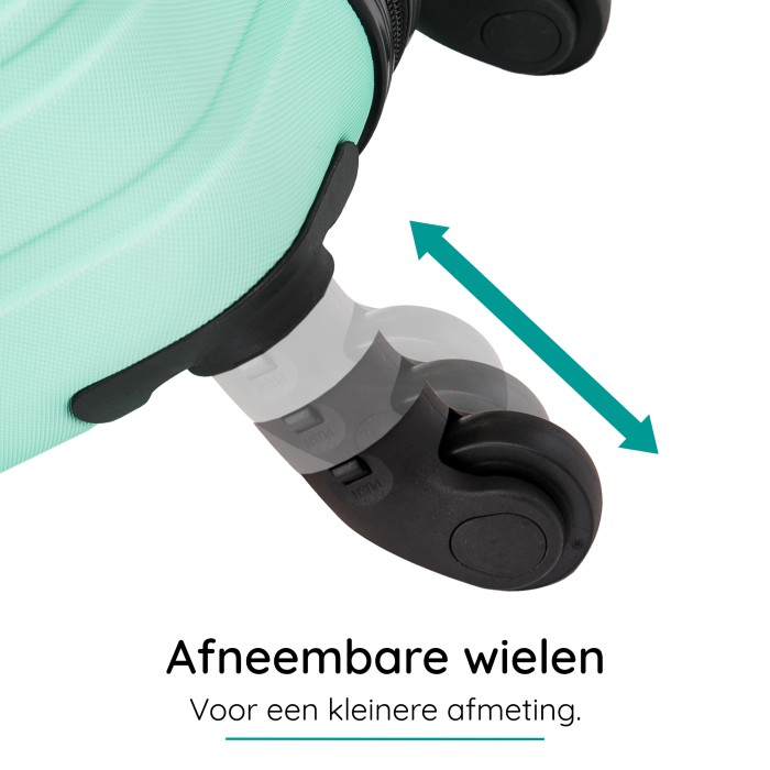 BlockTravel kofferset 2 delig ABS handbagage met wielen afneembaar 29 en 39 liter - inbouw TSA slot - mint groen