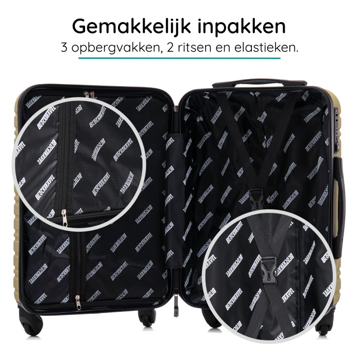 BlockTravel kofferset 3 delig ABS ruimbagage en handbagage 29 29 en 95 liter - inbouw TSA slot - olijf groen