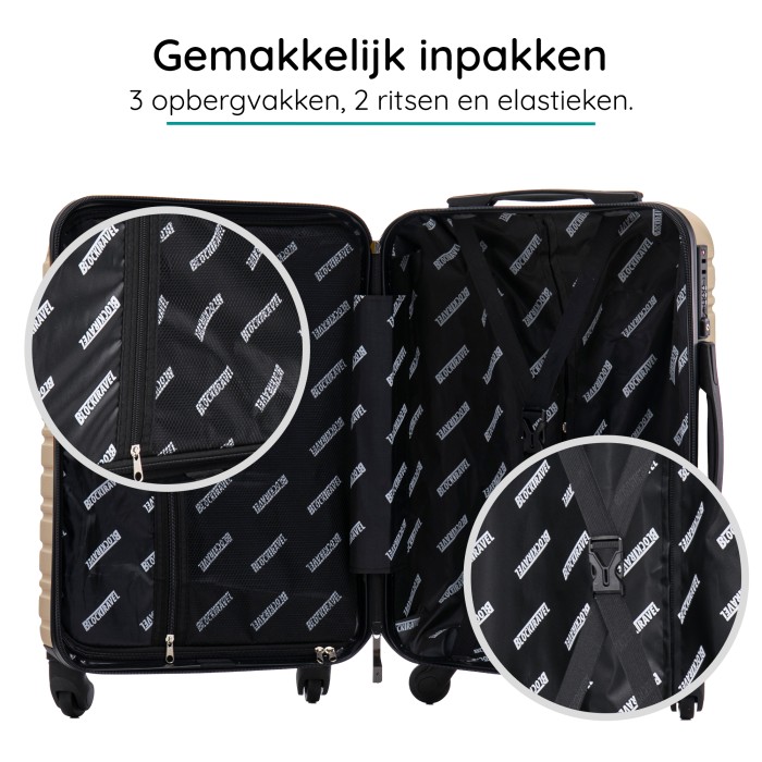 BlockTravel handbagage reiskoffer XS met wielen afneembaar 29 liter - inbouw TSA slot - lichtgewicht - champagne