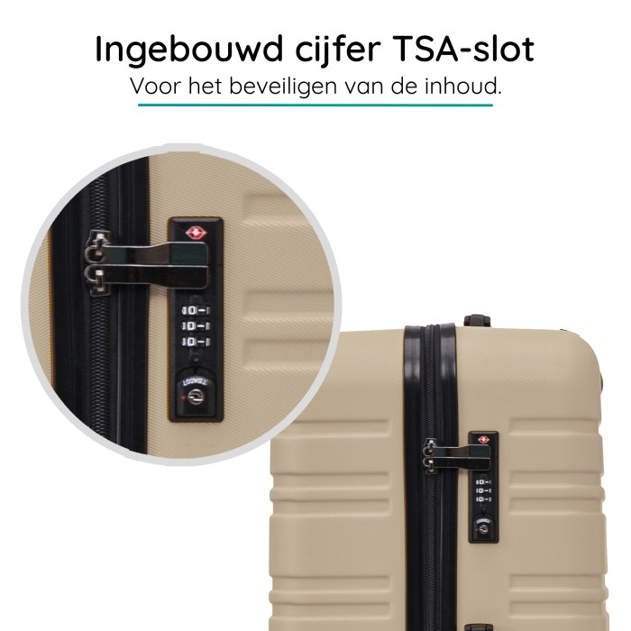 BlockTravel handbagage reiskoffer XS met wielen afneembaar 29 liter - inbouw TSA slot - lichtgewicht - champagne