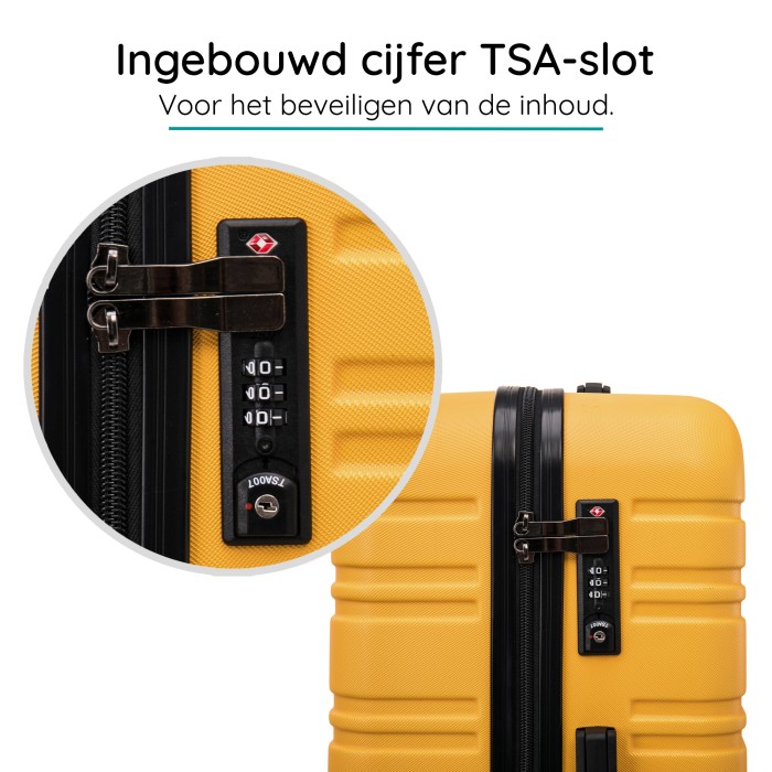 BlockTravel reiskoffer M met wielen afneembaar 74 liter - inbouw TSA slot - lichtgewicht - geel