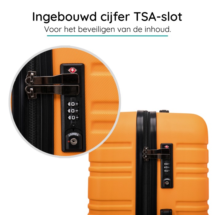 BlockTravel reiskoffer L met dubbele wielen 95 liter - inbouw TSA slot - lichtgewicht - oranje