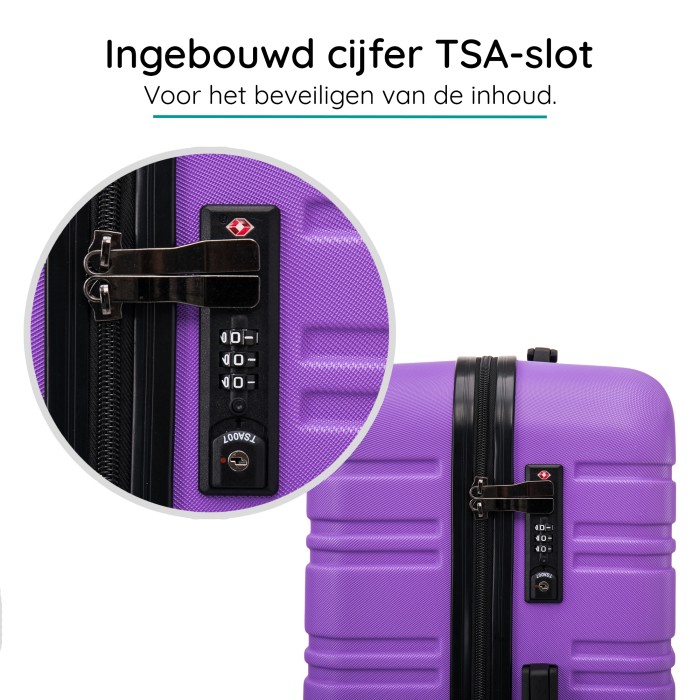 BlockTravel handbagage reiskoffer S met wielen afneembaar 39 liter - inbouw TSA slot - lichtgewicht - paars