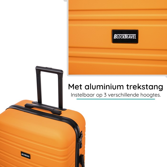 BlockTravel reiskoffer M met wielen afneembaar 74 liter - inbouw TSA slot - lichtgewicht - oranje