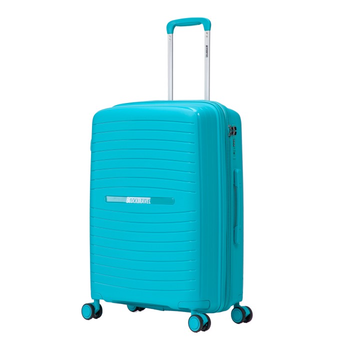 BlockTravel Palma PP reiskoffer met wielen L 98 tot 108 liter vergrootbaar met inbouw TSA cijferslot – blauw