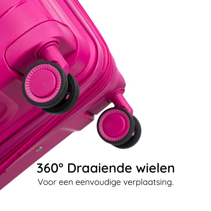 BlockTravel Palma PP reiskoffer met wielen L 98 tot 108 liter vergrootbaar met inbouw TSA cijferslot – roze