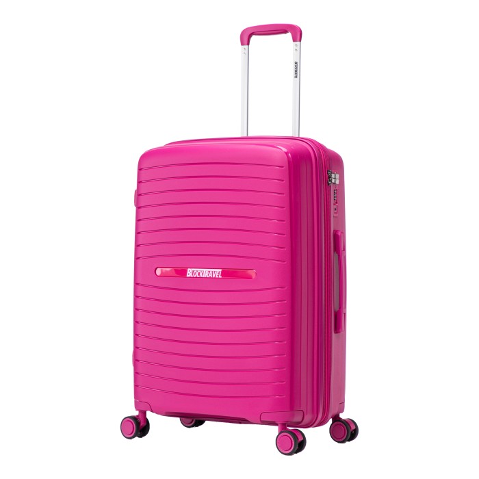 BlockTravel Palma PP reiskoffer met wielen L 98 tot 108 liter vergrootbaar met inbouw TSA cijferslot – roze