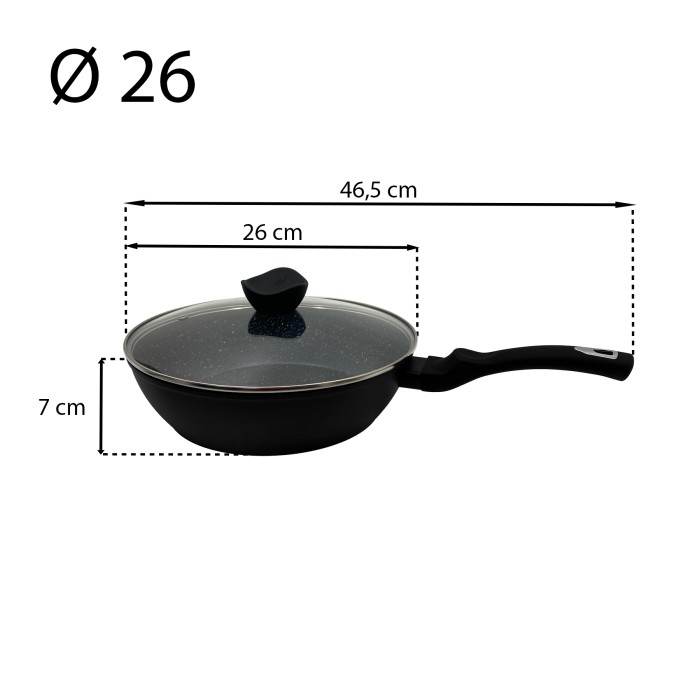 Kookkunst Holland hapjespan set met deksel Ø 24 Ø 26 Ø 28 cm - inductie - PFOA vrij - Anti-aanbaklaag - Zwart