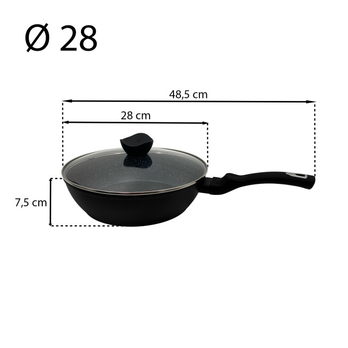 Kookkunst Holland hapjespan set met deksel Ø 24 Ø 26 Ø 28 cm - inductie - PFOA vrij - Anti-aanbaklaag - Zwart