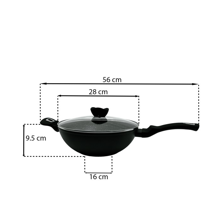 Kookkunst Holland wokpan met handvat en deksel Ø 28 cm - inductie